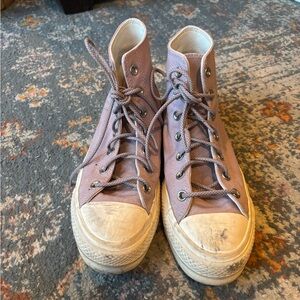 High-Top Converse Sneakers in Dusty Mauve